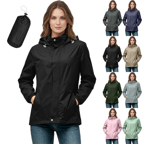 Lenago Womens Waterproof Hooded Jacket Packable Lightweight With Side Pockets For Spring Summer Daily Use Outdoor Activities Travel And Commute