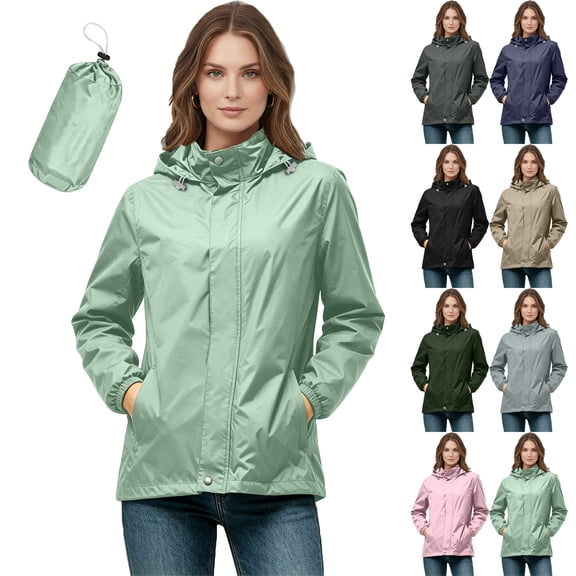Lenago Womens Waterproof Hooded Jacket Packable Lightweight With Side Pockets For Spring Summer Daily Use Outdoor Activities Travel And Commute