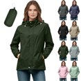 thumbnail image 1 of Lenago Womens Waterproof Hooded Jacket Packable Lightweight With Side Pockets For Spring Summer Daily Use Outdoor Activities Travel And Commute, 1 of 10