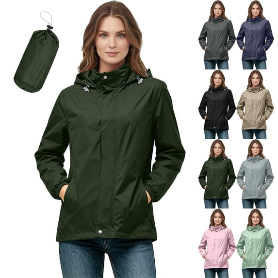Lenago Womens Waterproof Hooded Jacket Packable Lightweight With Side Pockets For Spring Summer Daily Use Outdoor Activities Travel And Commute