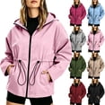 thumbnail image 1 of Lenago Womens Waterproof Hooded Jacket With Drawstring Waist Made Of Nylon For Fall Winter Outdoor Activities And Daily Wear, 1 of 10