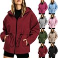thumbnail image 1 of Lenago Womens Waterproof Hooded Jacket With Drawstring Waist Made Of Nylon For Fall Winter Outdoor Activities And Daily Wear, 1 of 10