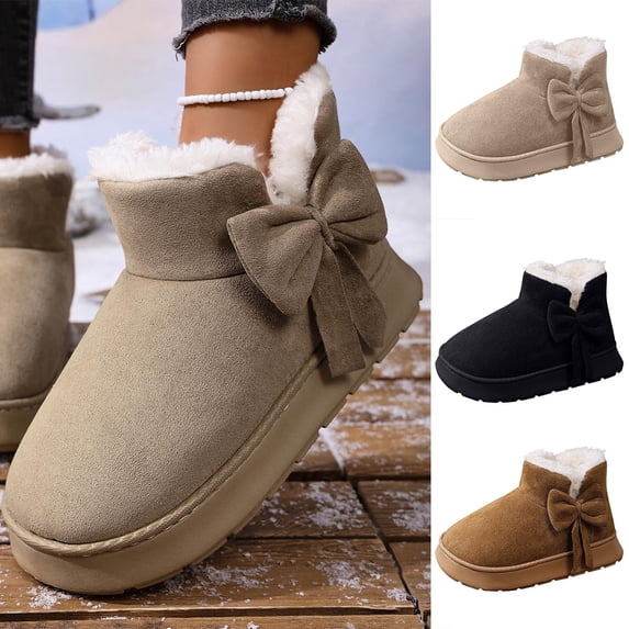 Clearance Lenago Womens Boots Snow Shoes for Women Slip On Warm Slippers Faux Suede Platform with Soft Comfortable Foam Cozy House Slipper Winter Indoor & Outdoor Boots