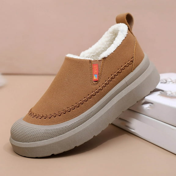 Lenago Womens Winter Boots Snow Shoes for Women Slip On Warm Slippers Faux Suede Platform with Soft Comfortable Foam Cozy House Slipper Winter Indoor & Outdoor Boots