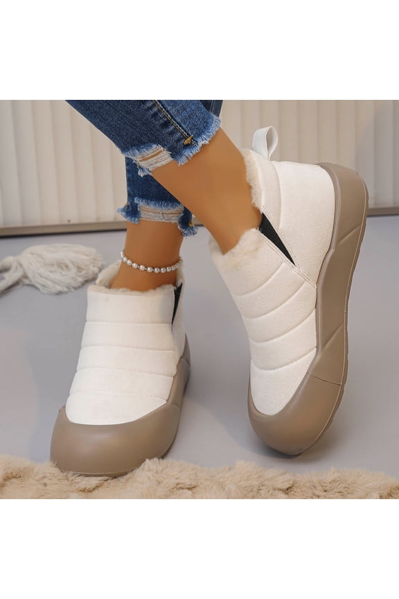 Womens Winter Boots Snow Shoes for Women Slip On Warm Slippers Faux Suede Platform with Soft Comfortable Foam Cozy House Slipper Winter Indoor & Outdoor Boots