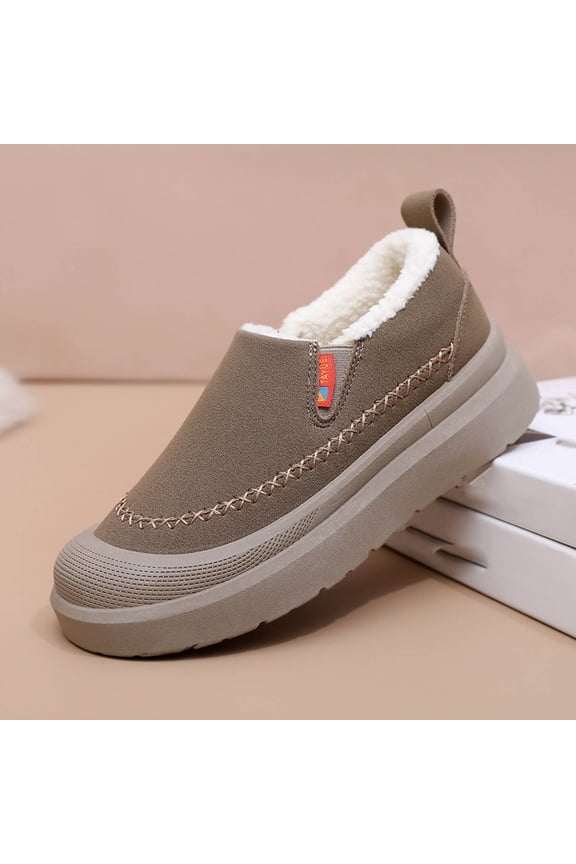 Womens Winter Boots Snow Shoes for Women Slip On Warm Slippers Faux Suede Platform with Soft Comfortable Foam Cozy House Slipper Winter Indoor & Outdoor Boots
