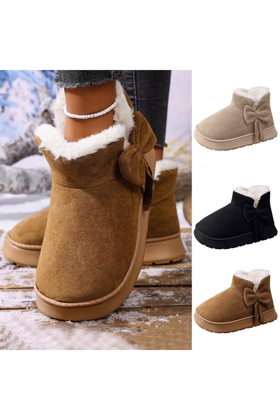 Clearance Lenago Womens Boots Snow Shoes for Women Slip On Warm Slippers Faux Suede Platform with Soft Comfortable Foam Cozy House Slipper Winter Indoor & Outdoor Boots