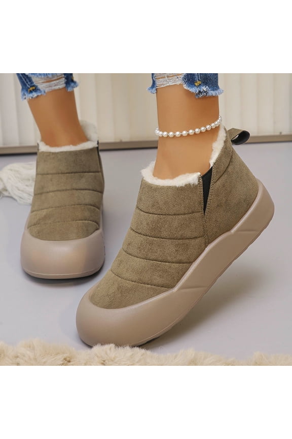 Womens Winter Boots Snow Shoes for Women Slip On Warm Slippers Faux Suede Platform with Soft Comfortable Foam Cozy House Slipper Winter Indoor & Outdoor Boots