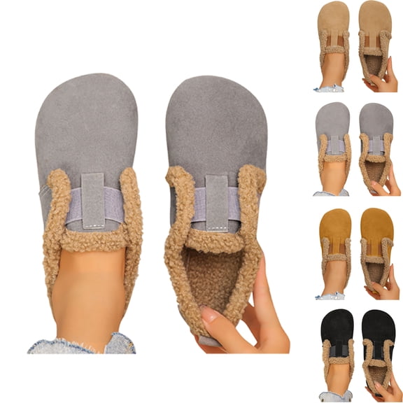 Lenago Womens Winter Snow Boots Slip On Warm Boots Fluffy Slippers Faux Suede Platform with Soft Comfortable Foam Cozy House Slipper Outdoors Boots Footwear