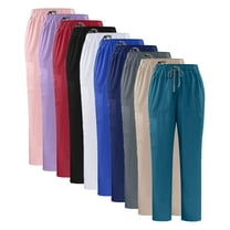 Lenago Work Pants with Pockets Plus Size Women,Unisex,Man's Pants Solid Color Indoor Straight Leg Pants Elastic Waist Drawstring Multiple Pockets Nursing Worker Pants,Work Pants for Men,Size XS-2XL