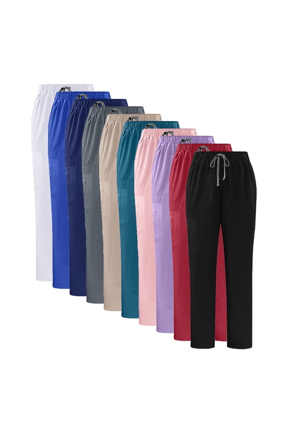 Work Pants with Pockets Plus Size Women,Unisex,Man's Pants Solid Color Indoor Straight Leg Pants Elastic Waist Drawstring Multiple Pockets Nursing Worker Pants,Work Pants for Men,Size XS-2XL