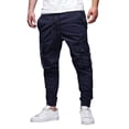 thumbnail image 1 of Work Pants for Men Casual Comfy Solid Pocket Waist Drawstring Regular Binding Pants Cargo Pants Trousers Navy 3XL, 1 of 6