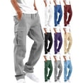 thumbnail image 1 of Lenago Work Pants for Men Men Cargo Pants Elastic Waist Casual Sports Trousers Pants With Multi-Pockets Gray Xxl, 1 of 7
