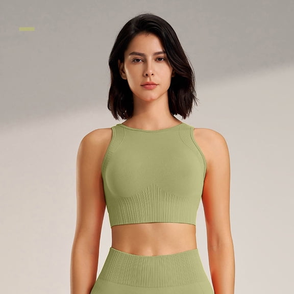 Lenago Yoga Bras for Women Seamless Padded Bra Wirefree Moisture Wicking Quick Dry Bras with Adjustable Straps Fashion Sports Bra Outerwear Set