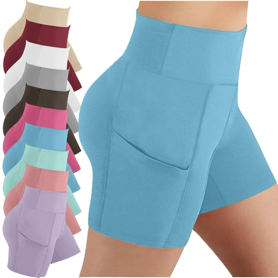 Lenago Yoga Pants Women High Waist Out Pocket Solid Color Yoga Legging Shorts Breathable Elastic Lounge Yoga Shorts Stretch Yoga Leggings Yoga Pants For Women