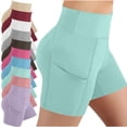 thumbnail image 1 of Lenago Yoga Pants Women High Waist Out Pocket Solid Color Yoga Legging Shorts Breathable Elastic Lounge Yoga Shorts Stretch Yoga Leggings Yoga Pants For Women, 1 of 9