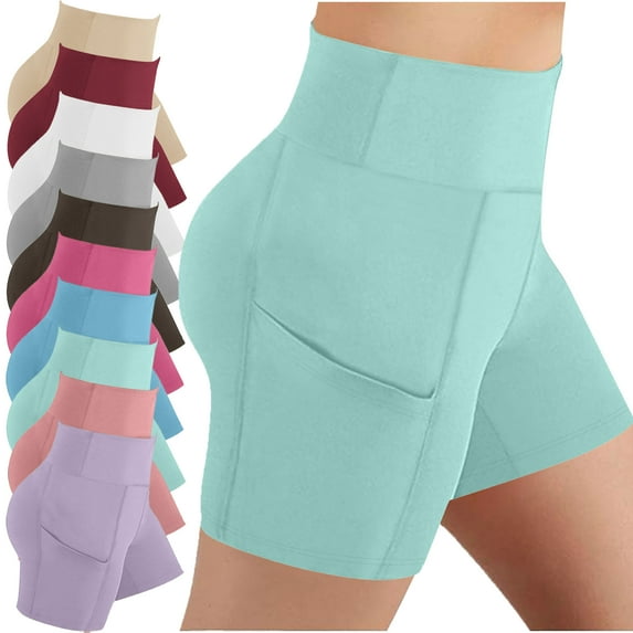 Lenago Yoga Pants Women High Waist Out Pocket Solid Color Yoga Legging Shorts Breathable Elastic Lounge Yoga Shorts Stretch Yoga Leggings Yoga Pants For Women