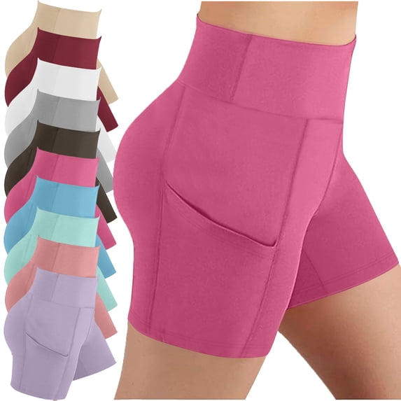 Lenago Yoga Pants Women High Waist Out Pocket Solid Color Yoga Legging Shorts Breathable Elastic Lounge Yoga Shorts Stretch Yoga Leggings Yoga Pants For Women