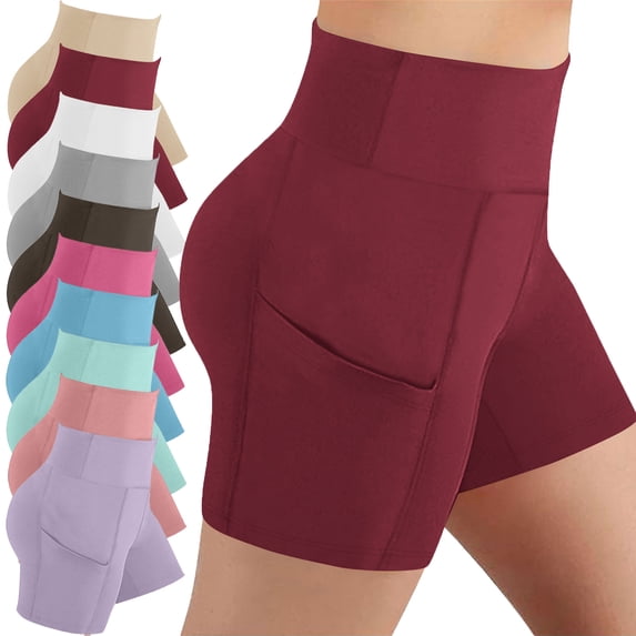 Lenago Yoga Pants Women High Waist Out Pocket Solid Color Yoga Legging Shorts Breathable Elastic Lounge Yoga Shorts Stretch Yoga Leggings Yoga Pants For Women