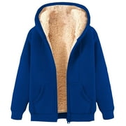 Lenago Zip Up Hoodie for Men Plus Size Winter Long Sleeved Cardigan Pockets Warm Plush Hooded Jacket Fleece Sweater Coat Coat for Men