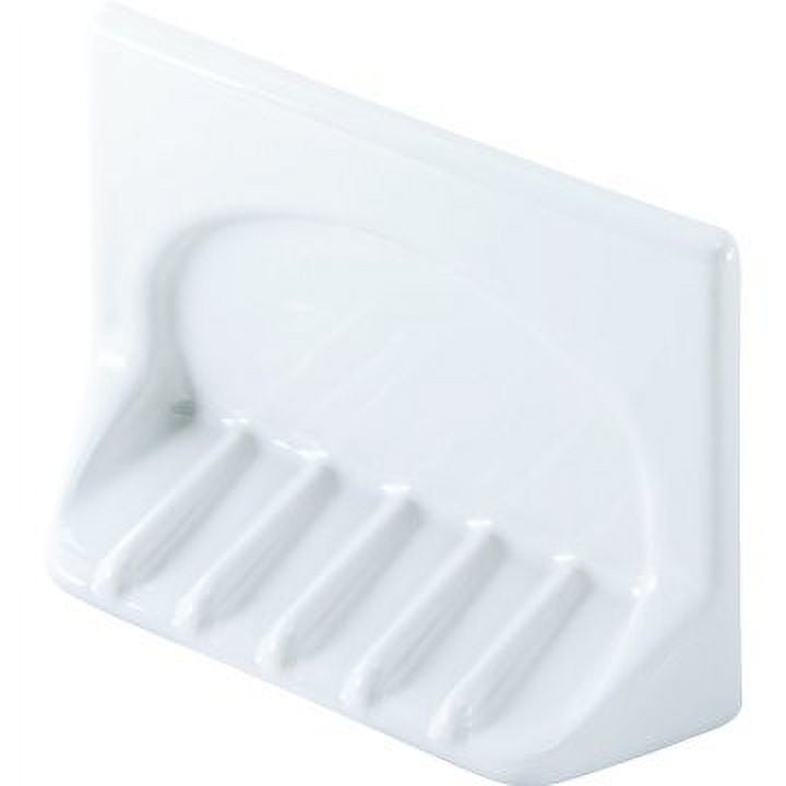 White Ceramic Wall-Mounted Soap Dish, 5.25" x 7"