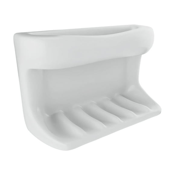 Lenape White Ceramic Soap Dish and Cloth Holder, Durable, Recessed Mount, 4-1/4 x 6-1/4 in