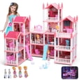 thumbnail image 1 of 16 Rooms Pink Dollhouse for Girls Ages 3+, with Furniture, Accessories, Colorful Lights and 3 Dolls, Pretend Play Gift, 1 of 9
