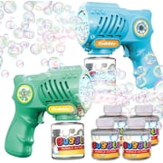 Lenbar 2 pack Bubble Gun Toys for Kids, Automatic Bubble Blaster with Solution, Outdoor Toy for Boys Girls Age 3-8