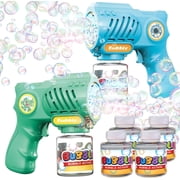 Lenbar 2 pack Bubble Gun Toys for Kids, Automatic Bubble Blaster with Solution, Outdoor Toy for Boys Girls Age 3-8