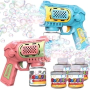 Lenbar Bubble Gun Set 2 pack for Toddlers, Automatic Bubble Machine with Solution, Outdoor Summer Toys, Birthday Easter Gift Idea for Kids Ages 3-8