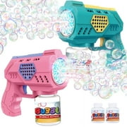 Lenbar Bubble Guns for Toddlers 2 pack, LED Light Automatic Bubble Blaster for Kids 4-8, Summer Outdoor Toy, Party Favor Gift for Boys and Girls
