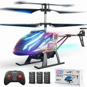 Lenbar RC Helicopter, Remote Control Helicopter for Kids Ages 3+, 7-Color LED Lights, 36Mins Flight (3 Batteries), Altitude Hold, Beginner Flying Toy