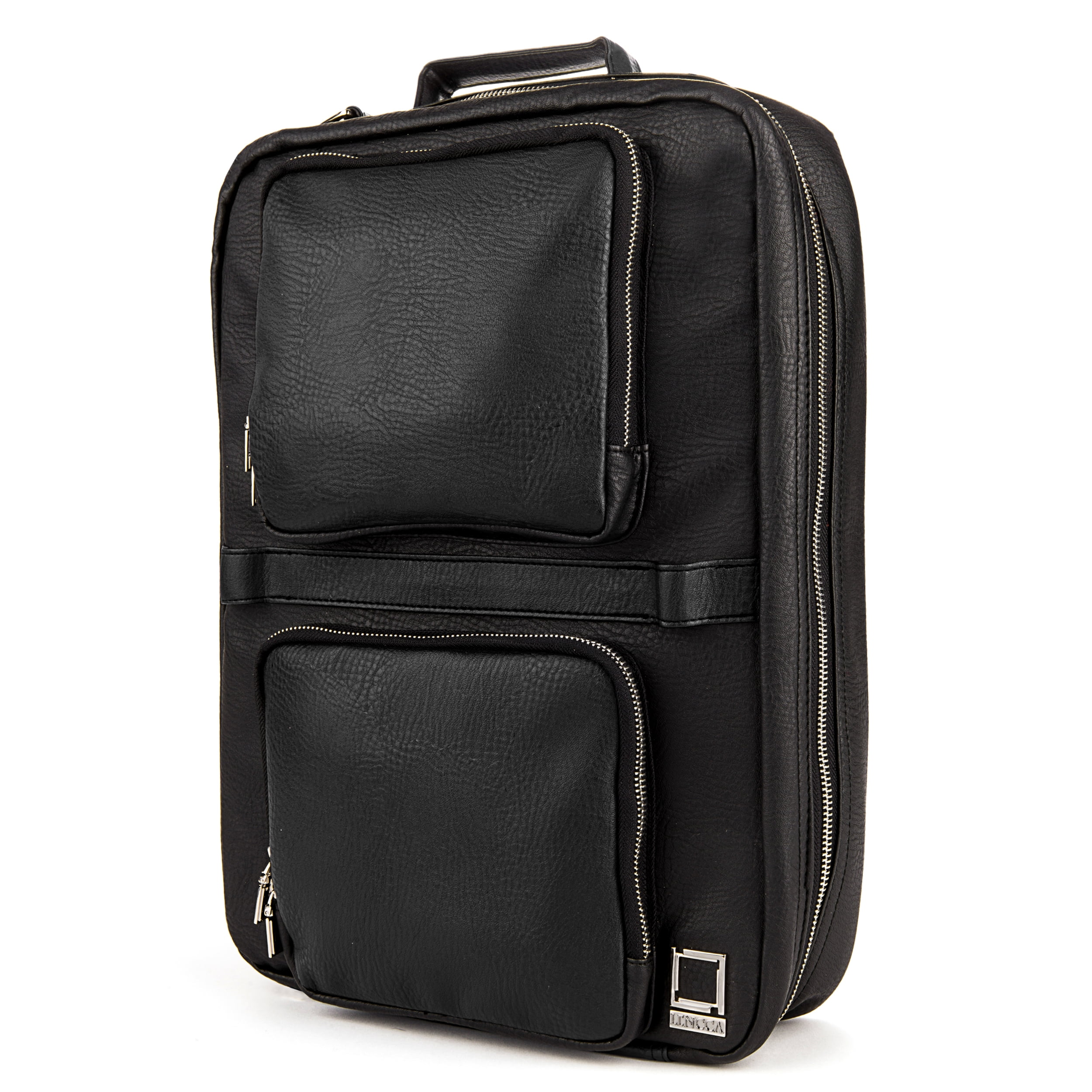 Lencca Quadra 4-in-1 Convertible Laptop Bag – Messenger, Backpack, Tote & Briefcase – Fits 13.5" Surface Book & Most 13"–15.6" Laptops – Water-Repellent Black