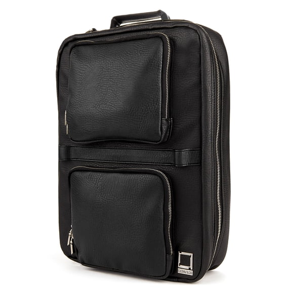 Lencca Quadra 4-in-1 Convertible Laptop Bag – Messenger, Backpack, Tote & Briefcase – Fits 13.5" Surface Book & Most 13"–15.6" Laptops – Water-Repellent Black