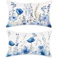 thumbnail image 1 of Lencenser 12” x 20” Spring Blue Floral Polyester Decorative Pillow Case, Hidden Zipper (2 Count), 1 of 6