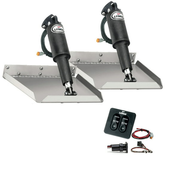 Lenco 15106-102 12V Standard Finish 12" x 12" Edge Mount Electric Trim Tab Kit with 124 Switch for Boat Size 17'-30'