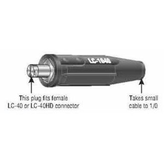 Whip Cable Connector, Oval-Point Screw Connection, Male, 1/0 Cable Cap, Black