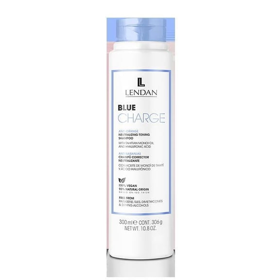 Lendan - Blue Shampoo - Blue Charge Shampoo - 300 ml - With Blue Pigments - Color Correcting - Neutralizes Yellow Tones - Deep Hair Hydration - Vegan