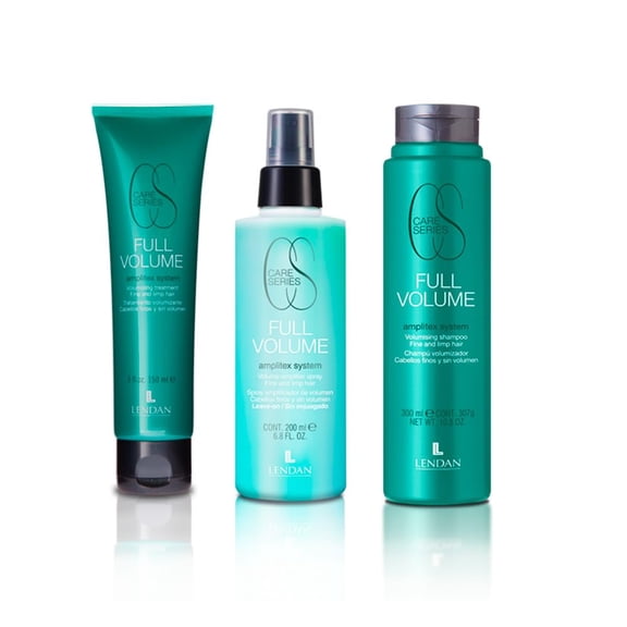 Lendan Full Volume Hair Care Kit for Fine Hair, Volumizing Shampoo 300ml, Treatment Cream 150ml, Volume Spray 200ml, Amplifex System, 3 Piece Set