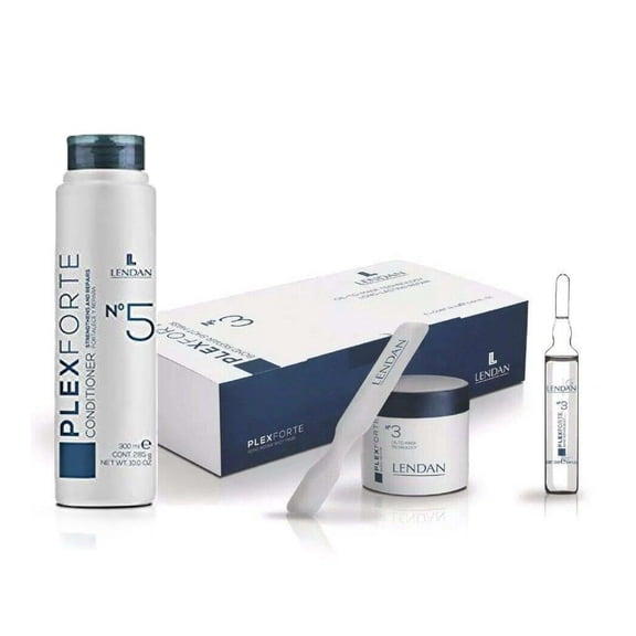 Lendan PlexForte Recomended KIT No.3 Instant Hair Repair Mask Shot of 6 Ampoules 0.44fl.oz. each + No.5 Strengthens and Repair Conditioner 300ml for Damaged Hair