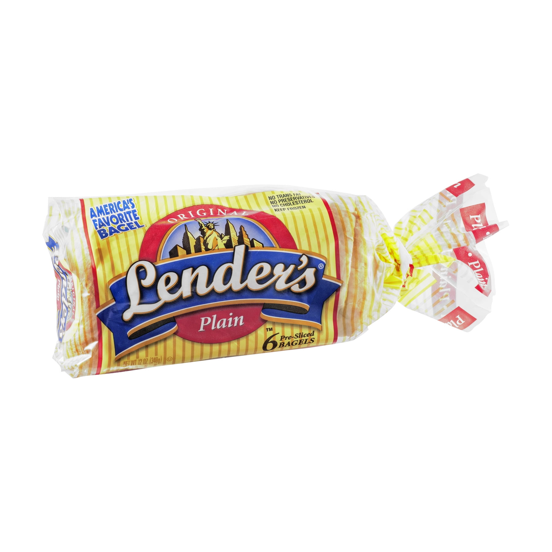 Lender's Frozen Original Plain Grain 6 Ct Soft Round Bagels 12oz Bag No Grain