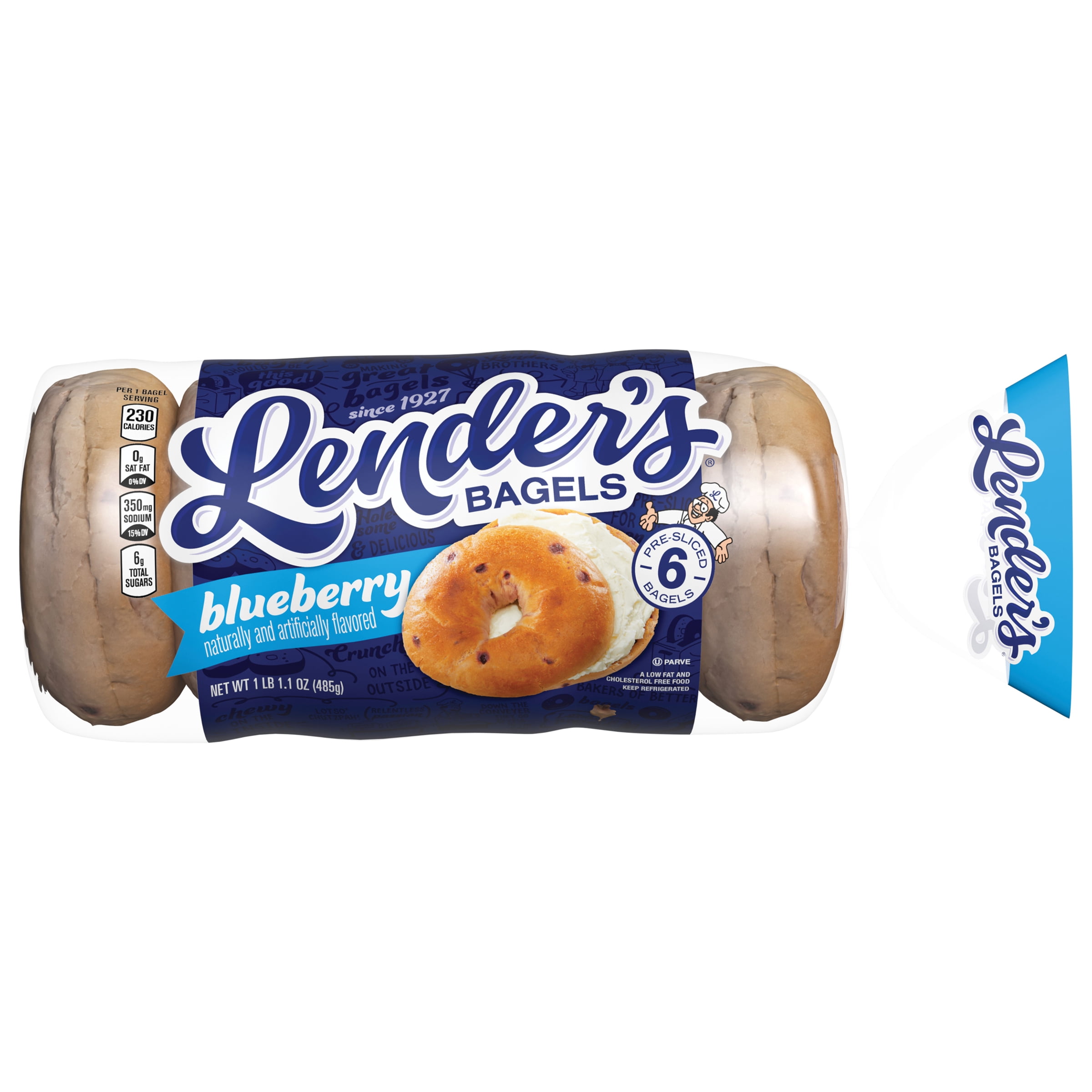 Lender’s Refrigerated PreSliced Blueberry Bagel, 6 Bagels per Bag, 17.