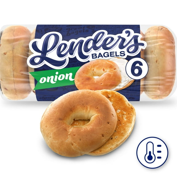 Lender's Onion Bagels, 6 count, Pre-sliced Refrigerated Bagels, 17.1 oz Bag