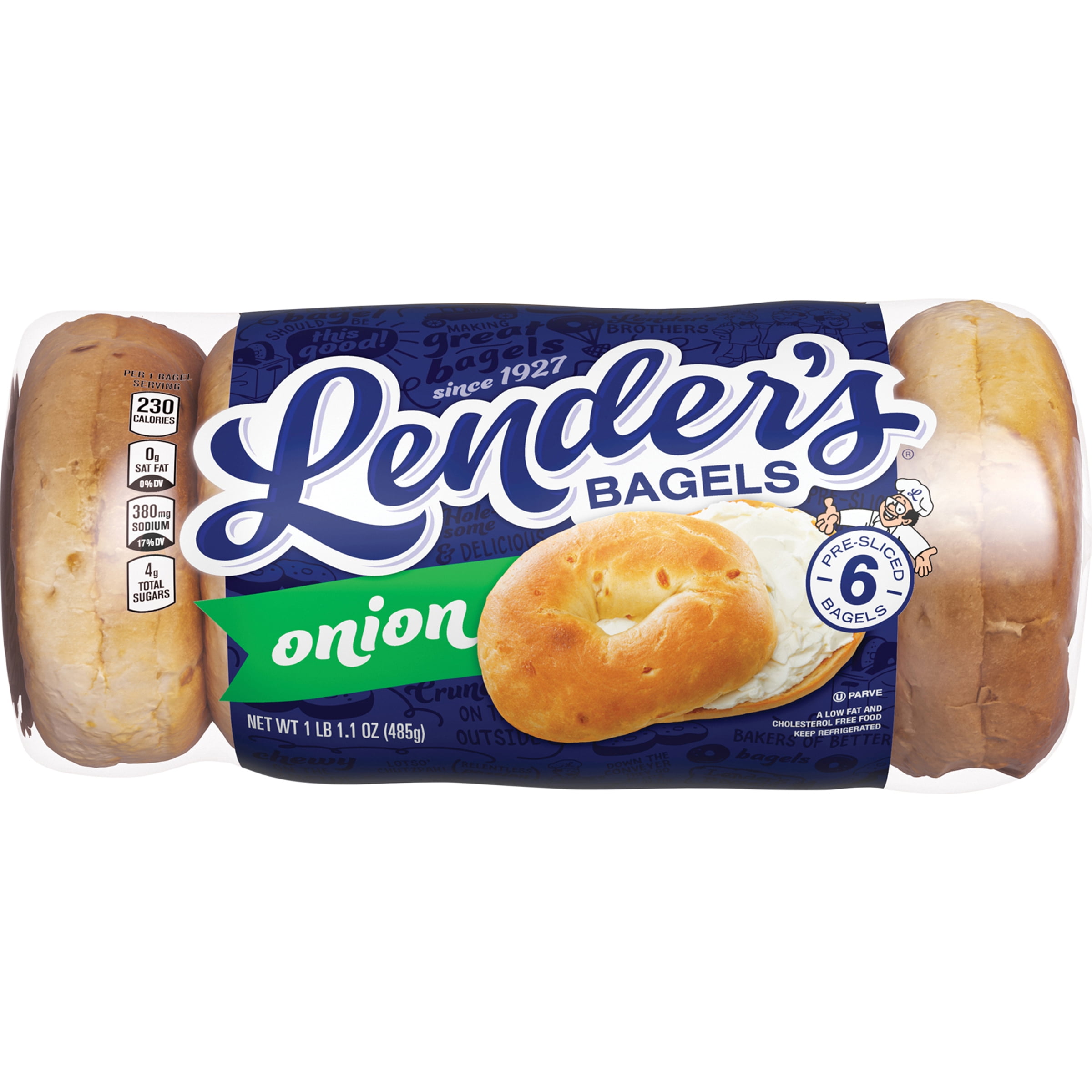 Lender’s Refrigerated PreSliced Onion Bagel, 6 Bagels per Bag, 17.1 oz