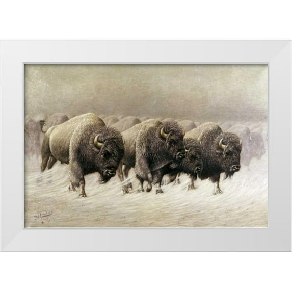 Lenders, E.W. 18x13 White Modern Wood Framed Museum Art Print Titled - In The Teeth of The Blizzard
