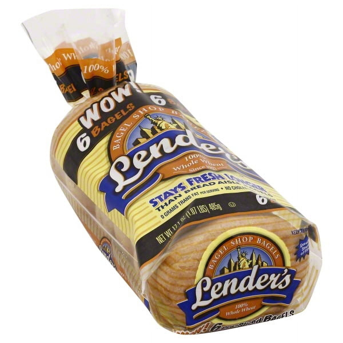 Lenders Refrigerated 100 Whole Wheat Bagels 17.1 Oz. 6 Count