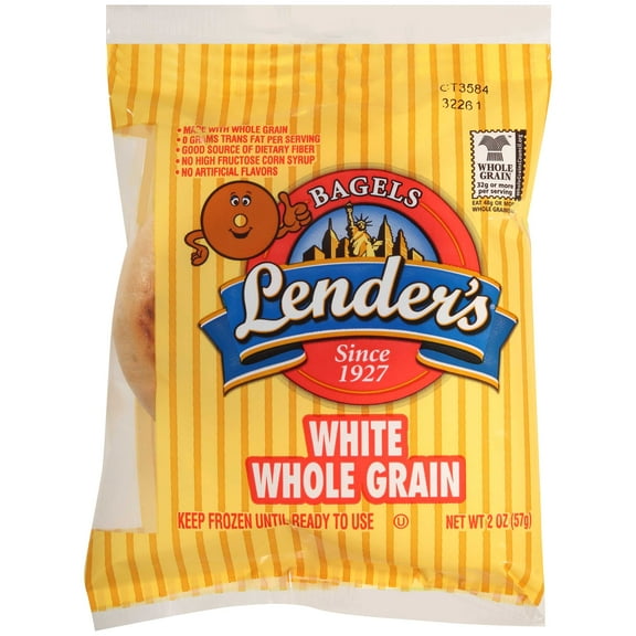 Lenders White Whole Grain Bagel, 2 Ounce -- 72 per case.