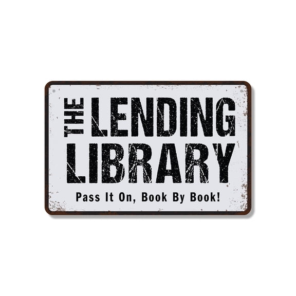 The Lending Library (2 Pack) 7 Inch x 10 Inch Novelty Aluminum Metal Sign Take A Book Leave A Book Weatherproof Perfect for Little Libraries Porches Schools Fun Gift for Readers