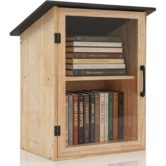 Lending Library Box Little Library Box Outdoor, Waterproof Book Exchange Cabinet- Solid Wood Community Sharing Box for Neighborhoods, Schools Reading & Sharing Books (15.74"11"22.44"-B)