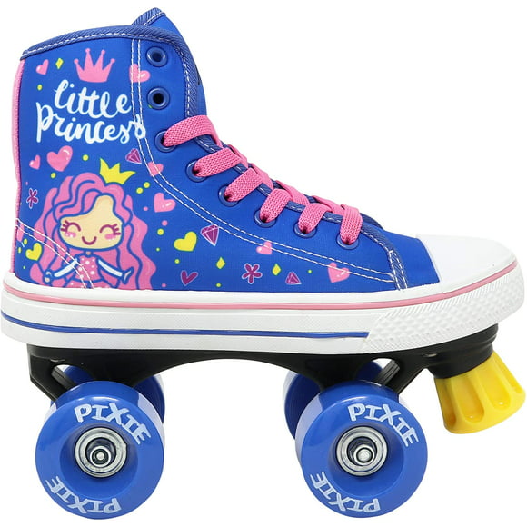 Lenexa Roller Skates for Girls - Pixie Little Princess Kids Quad Roller Skate - Indoor, Outdoor Children's Skate - Rollerskates Made for Kids - High Top Sneaker Style - for Beginners (Size Junior 13)